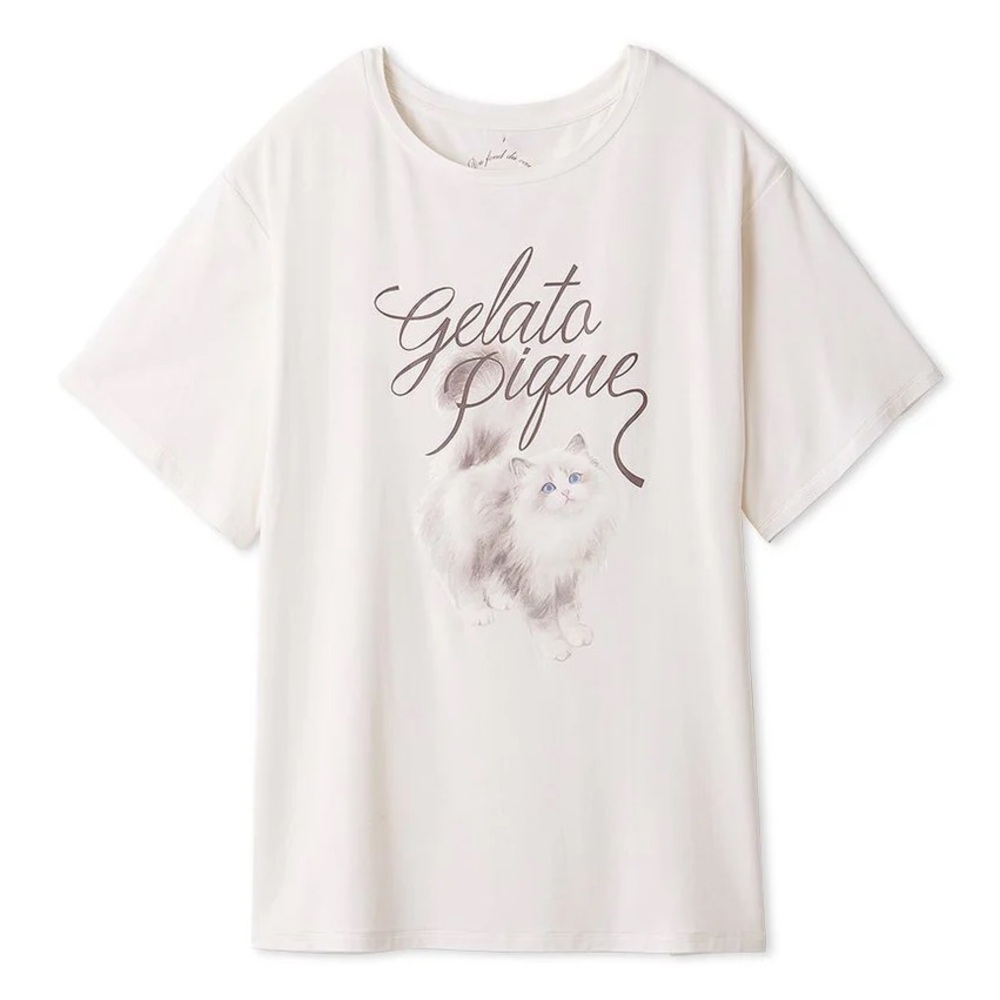 ISO Gelato Pique Cat Motif Top